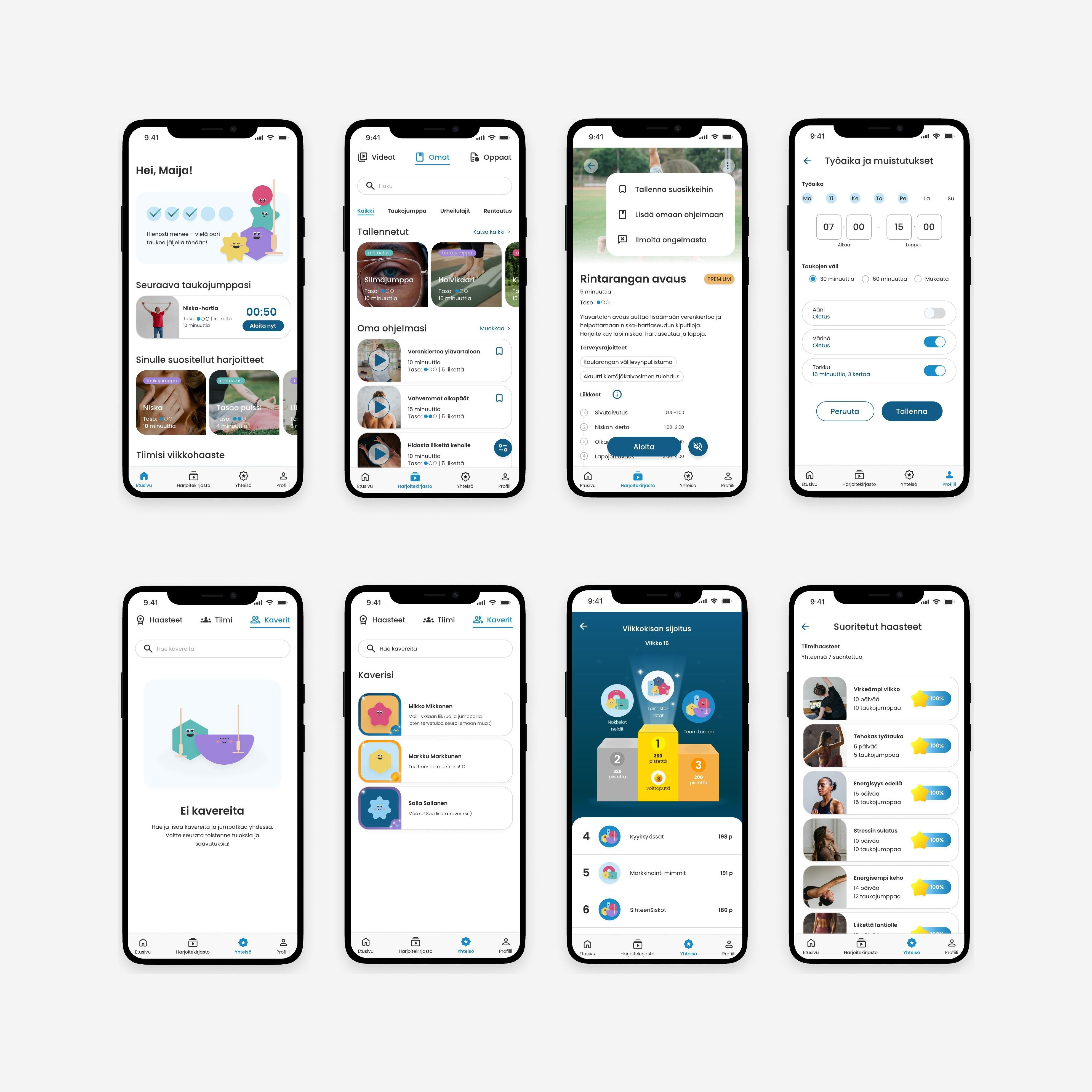 Final design — Taara application views shown across eight mobile screens